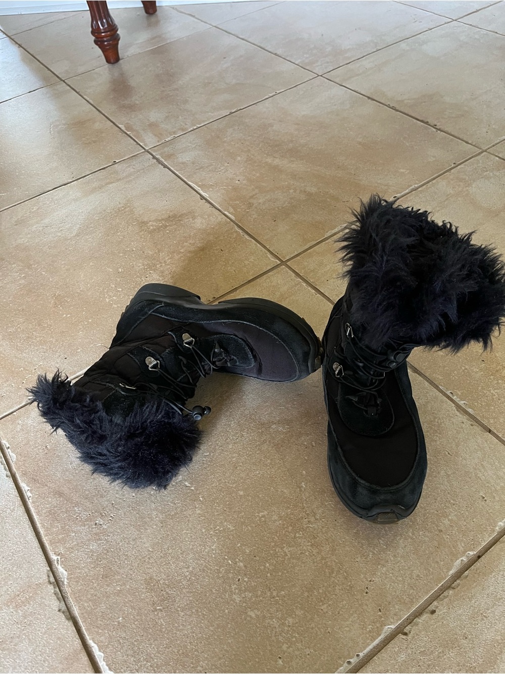 Cougar Women's / Kids Black Faux Fur Ankle Booties